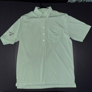 Men's Medium Donald Ross Performance Golf Polo Shirt Light Green Farm Links